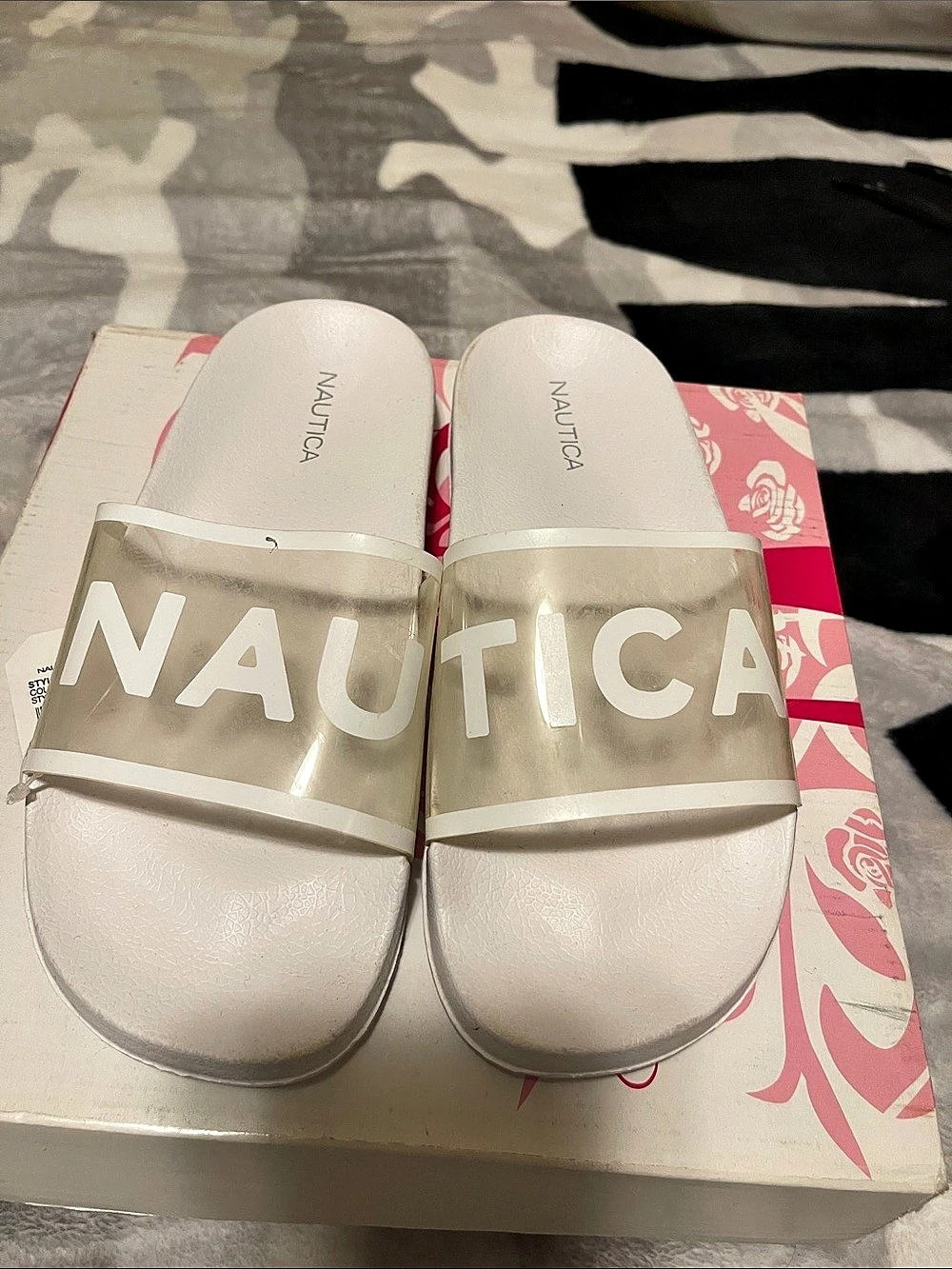 Nautica Ammie 2 Logo Slide Sandals White US 7